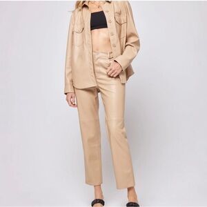 Revolve x L*Space Women's Quincy Faux Leather Cropped Pants - Latte Tan